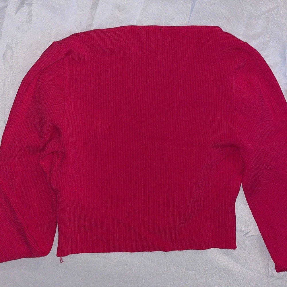 Express Hot Pink Ribbed Crop Top - Picture 7 of 7